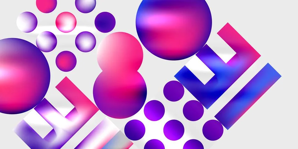 Simple shapes - circles, triangles, rectangles abstract background. Vector Stock Illustration