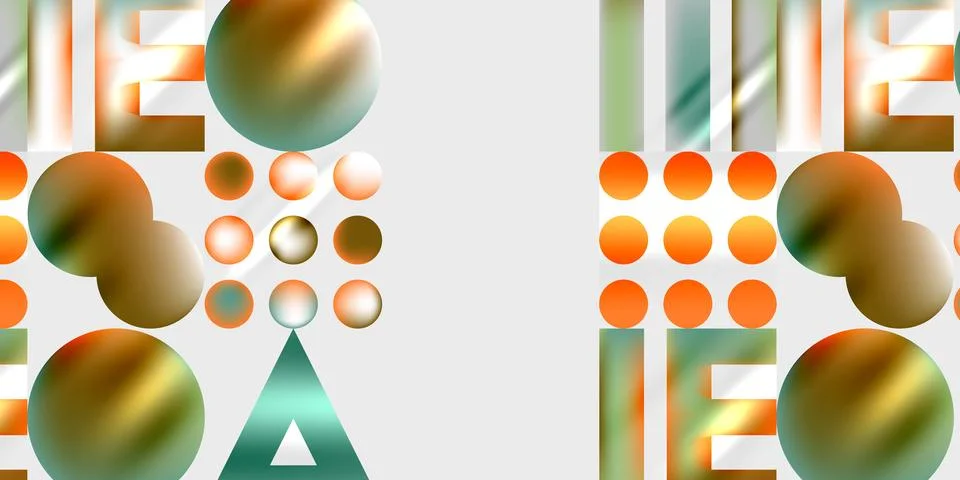 Simple shapes - circles, triangles, rectangles abstract background. Vector Ilustración de archivo