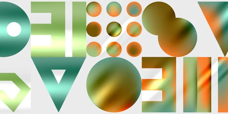 Simple shapes - circles, triangles, rectangles abstract background. Vector Ilustración de archivo