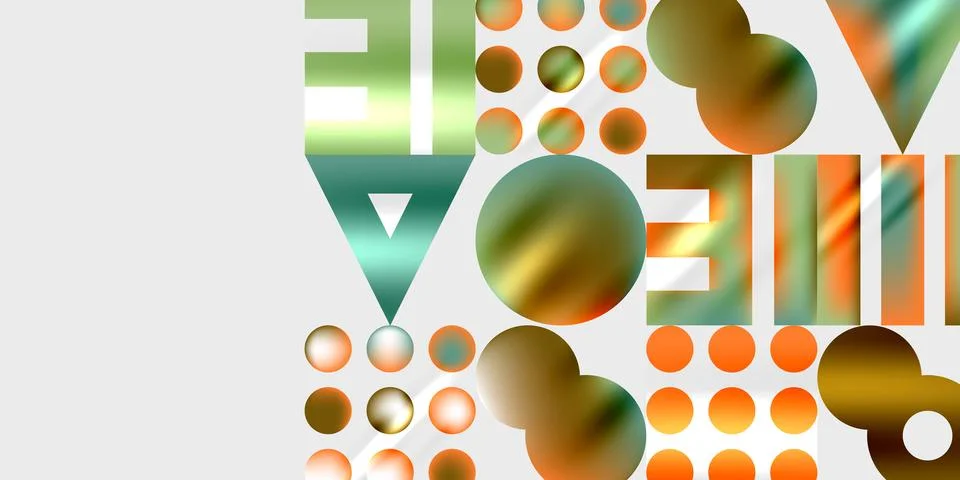 Simple shapes - circles, triangles, rectangles abstract background. Vector Illustrazione stock