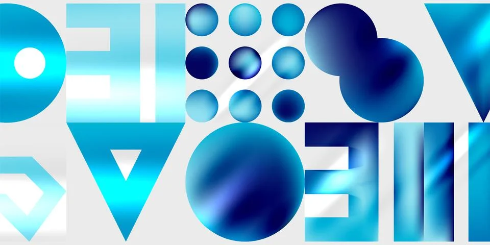 Simple shapes - circles, triangles, rectangles abstract background. Vector Stock Illustration