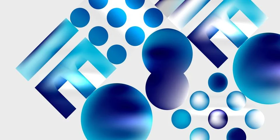 Simple shapes - circles, triangles, rectangles abstract background. Vector Stock Illustration