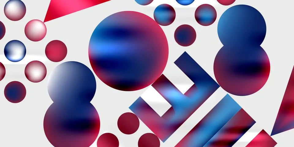 Simple shapes - circles, triangles, rectangles abstract background. Vector Illustrazione stock