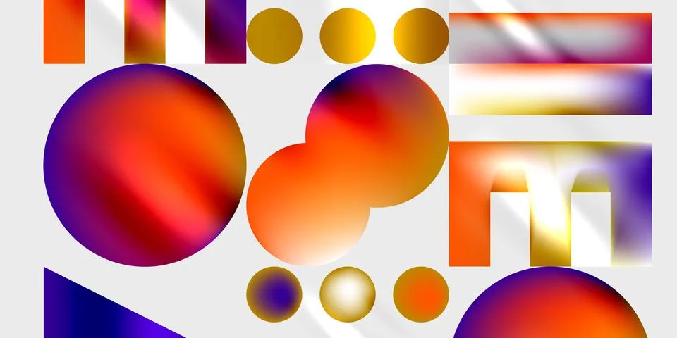 Simple shapes - circles, triangles, rectangles abstract background. Vector Ilustración de archivo