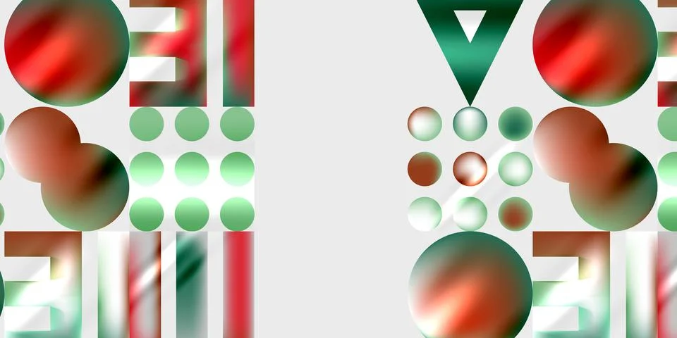 Simple shapes - circles, triangles, rectangles abstract background. Vector Illustrazione stock