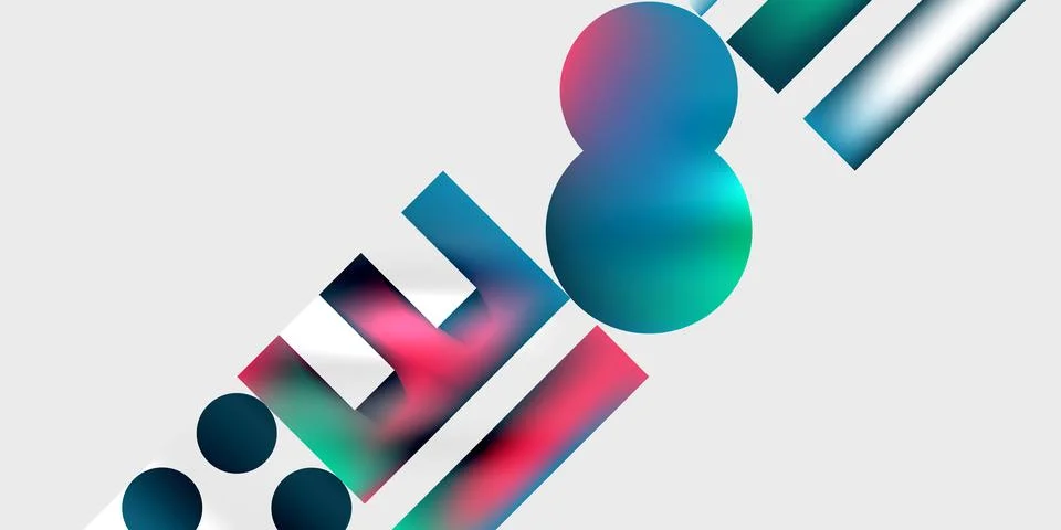 Simple shapes - circles, triangles, rectangles abstract background. Vector Illustrazione stock