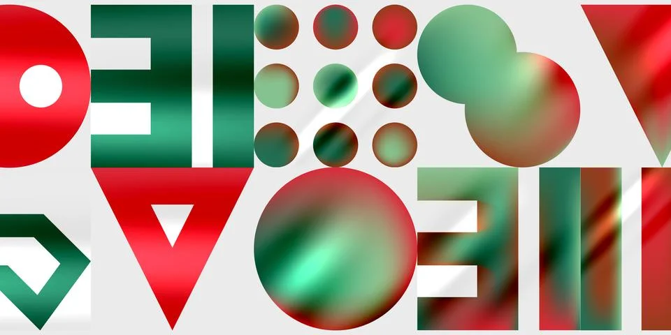 Simple shapes - circles, triangles, rectangles abstract background. Vector Ilustración de archivo