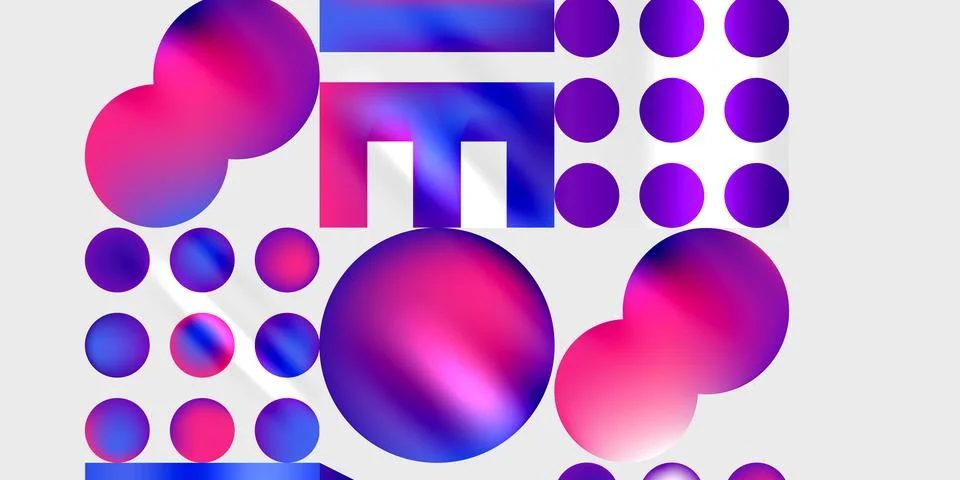 Simple shapes - circles, triangles, rectangles abstract background. Vector Illustrazione stock