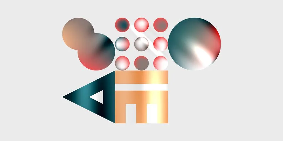 Simple shapes - circles, triangles, rectangles abstract background. Vector Stock Illustration