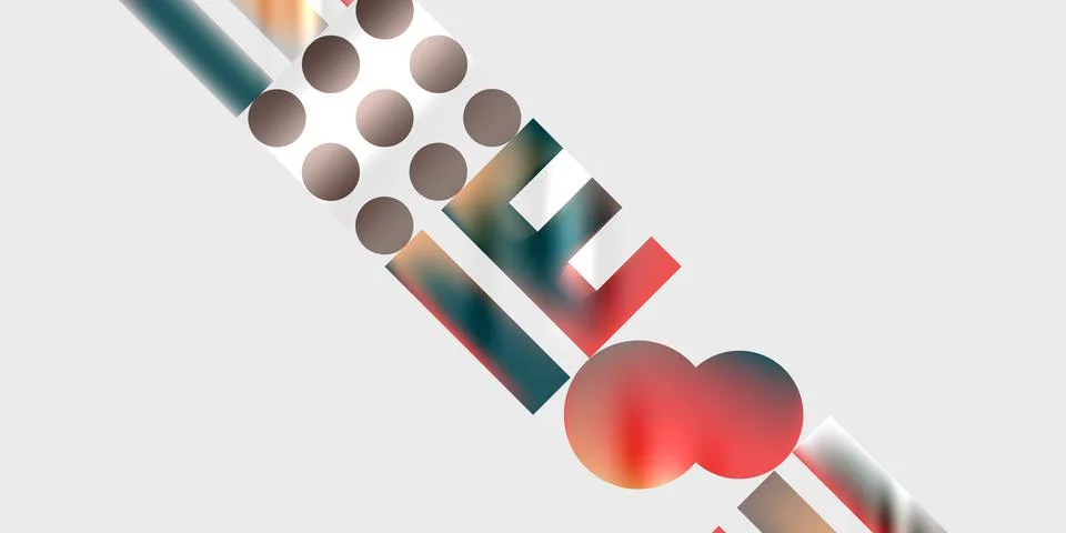 Simple shapes - circles, triangles, rectangles abstract background. Vector Stock Illustration