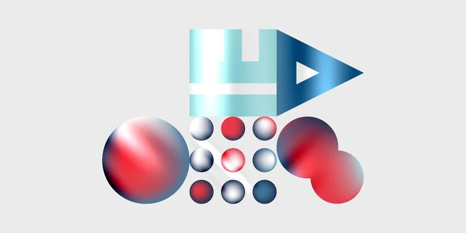 Simple shapes - circles, triangles, rectangles abstract background. Vector Stock Illustration