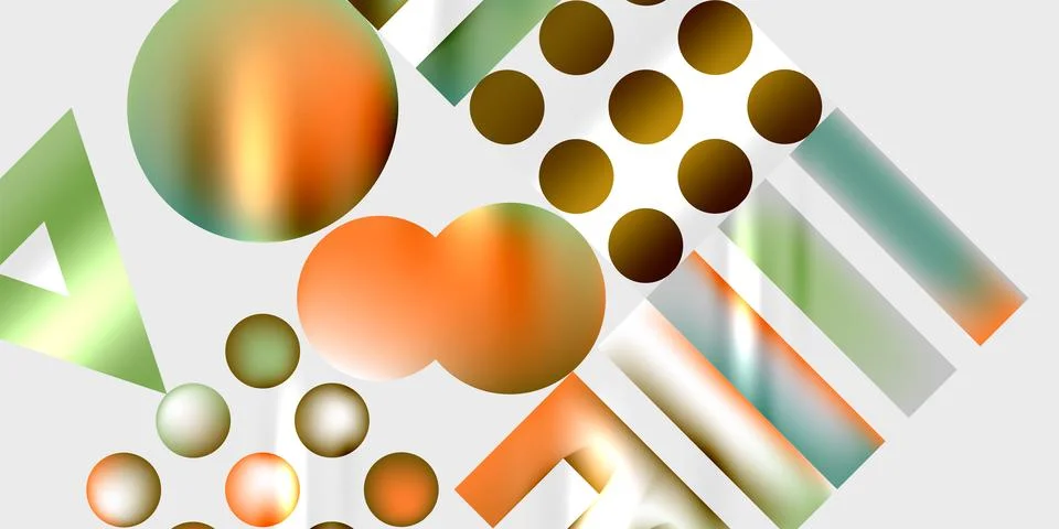Simple shapes - circles, triangles, rectangles abstract background. Vector Illustrazione stock
