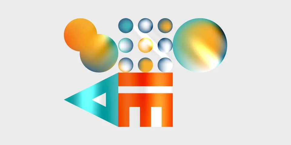Simple shapes - circles, triangles, rectangles abstract background. Vector Illustrazione stock