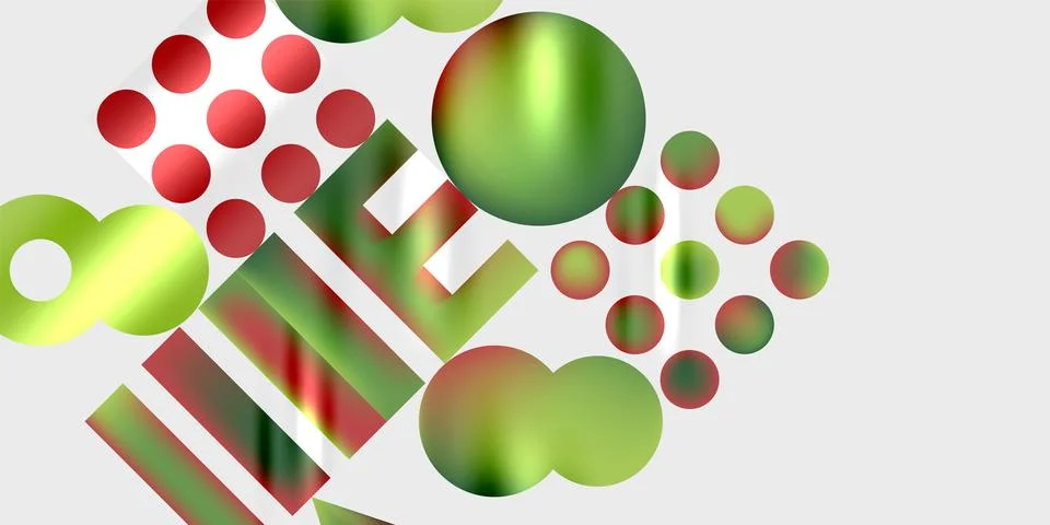 Simple shapes - circles, triangles, rectangles abstract background. Vector Stock Illustration