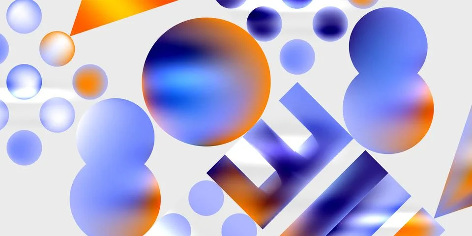 Simple shapes - circles, triangles, rectangles abstract background. Vector Ilustración de archivo