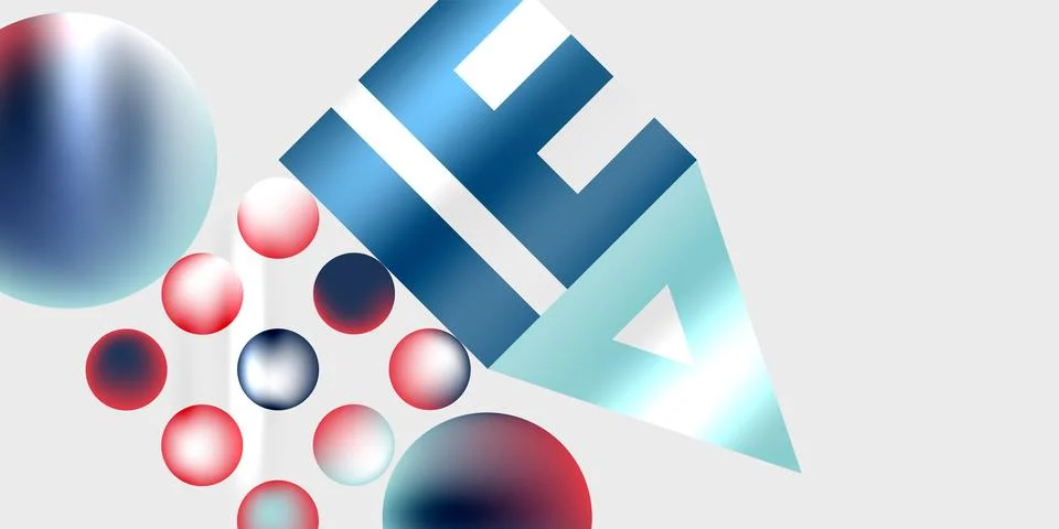 Simple shapes - circles, triangles, rectangles abstract background. Vector Ilustración de archivo