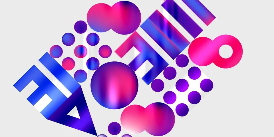 Simple shapes - circles, triangles, rectangles abstract background. Vector Illustrazione stock