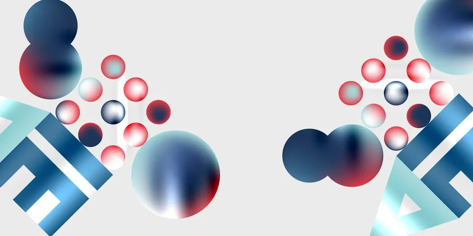 Simple shapes - circles, triangles, rectangles abstract background. Vector Illustrazione stock