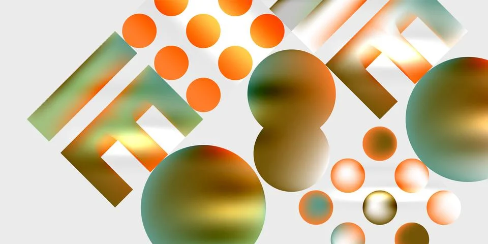Simple shapes - circles, triangles, rectangles abstract background. Vector Illustrazione stock