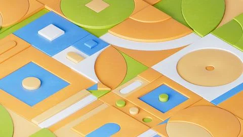 Simple shapes pattern in Bauhaus style. Eco colors. Stock Illustration