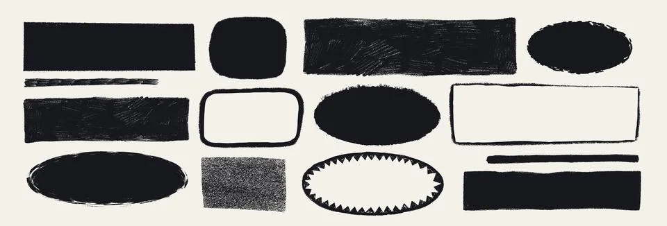 Simple shapes with rough torn edges. Grunge style various figures with ripped Stock Illustration