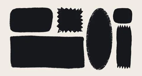 Simple shapes with rough torn edges. Grunge style various figures with ripped Stock Illustration