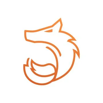 Simple sharp fiery red fox abstract logo Stock Illustration