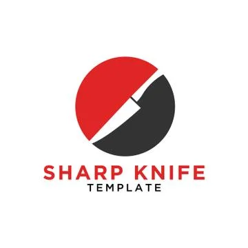 Simple sharp knife on a circle logo design template Stock Illustration