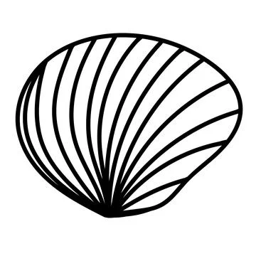 Simple shell outline illustration perfect for modern coastal designs. Stock Illustration