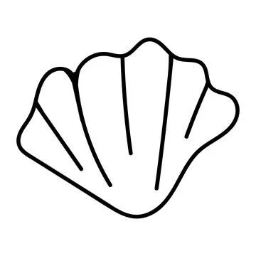 Simple shell outline illustration perfect for modern coastal designs. Stock Illustration