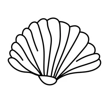 Simple shell outline illustration perfect for modern coastal designs. Stock Illustration