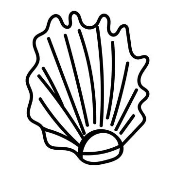 Simple shell outline illustration perfect for modern coastal designs. Stock Illustration
