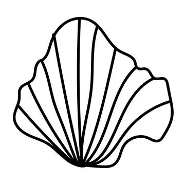 Simple shell outline illustration perfect for modern coastal designs. Stock Illustration