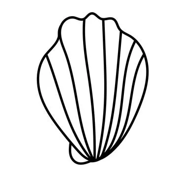 Simple shell outline illustration perfect for modern coastal designs. Stock Illustration