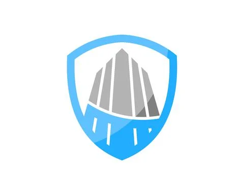 Simple shield with abstract stripes building inside Stock Illustration