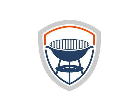 Simple shield with barbeque grill inside Stock Illustration