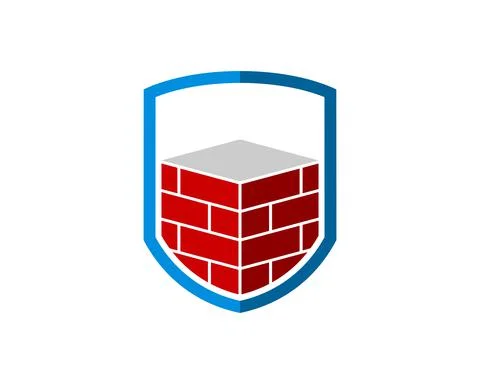 Simple shield with building brick and cement inside Illustrazione stock