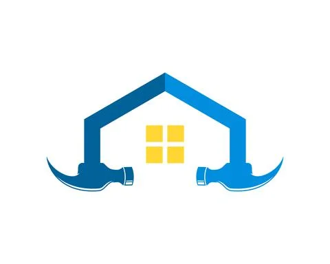 Simple shield with construction hammer Stock Illustration