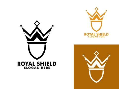 Simple shield flat logo template. King Shield vector logo Stock Illustration