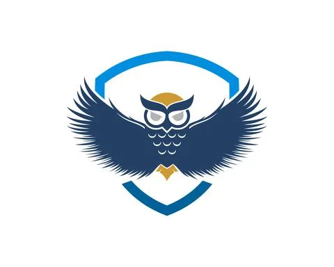 Simple shield with flying owl inside Stock-Illustration