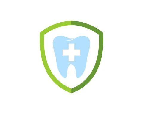 Simple shield with healthy tooth inside Stock Illustration