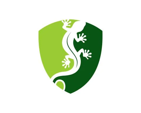 Simple shield with lizard inside Stock Illustration