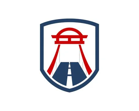 Simple shield with modern bridge inside Ilustración de archivo