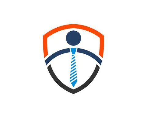 Simple shield with people job inside Stock Illustration