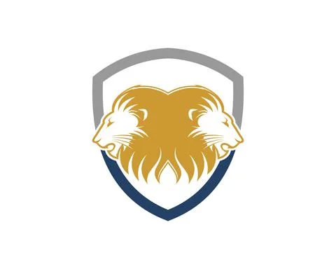 Simple shield with two head lions inside Stock Illustration