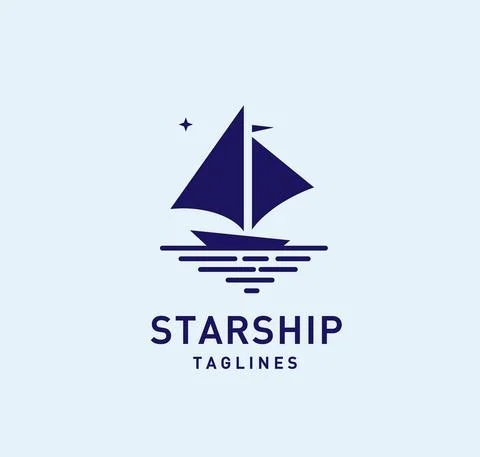 Simple ship with star logo Stock Illustration