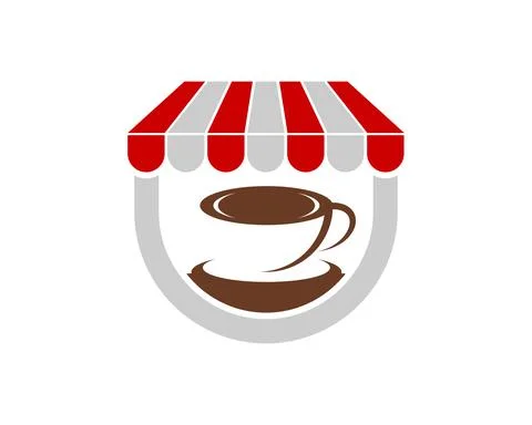 Simple shop with cup of coffee inside Stock Illustration