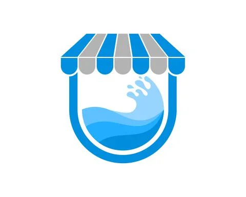 Simple shop with water laundry inside Stock Illustration