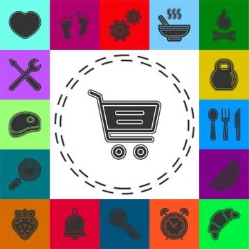 Simple Shopping Cart Vector Icon Stock Illustration