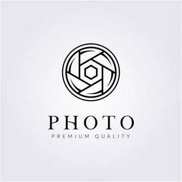 Simple shutter budge emblem logo line art simple minimalist modern vector ico Stock Illustration